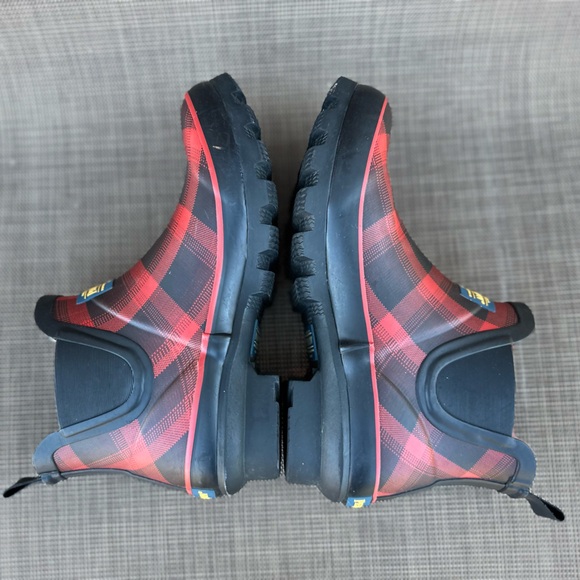 PendletonRain BootsRed Black Plaid Ankle Chelsea Rubber Waterproof Booties Sz 7 - Picture 10 of 10